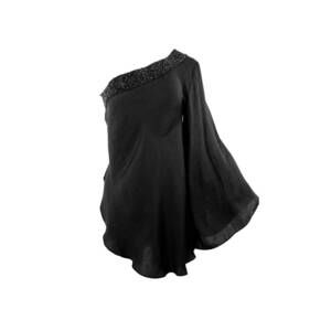 NEW THEO THE LABEL women's hyppolite goddess one shoulder top in black